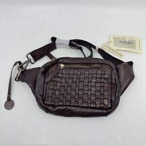 NWT VILENCA Brown Basket Weave Leather Fanny Pack